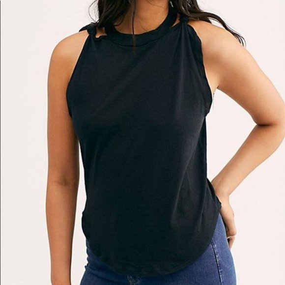 Free People | Solid Side Knot Tie Knit Tank Top - Picture 1 of 6